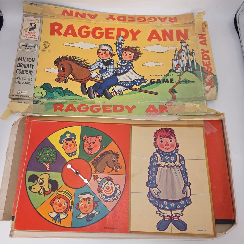 Milton Bradley Raggedy Ann Game Kids OS Multi Fair Vintage 1956 Board Game 4809